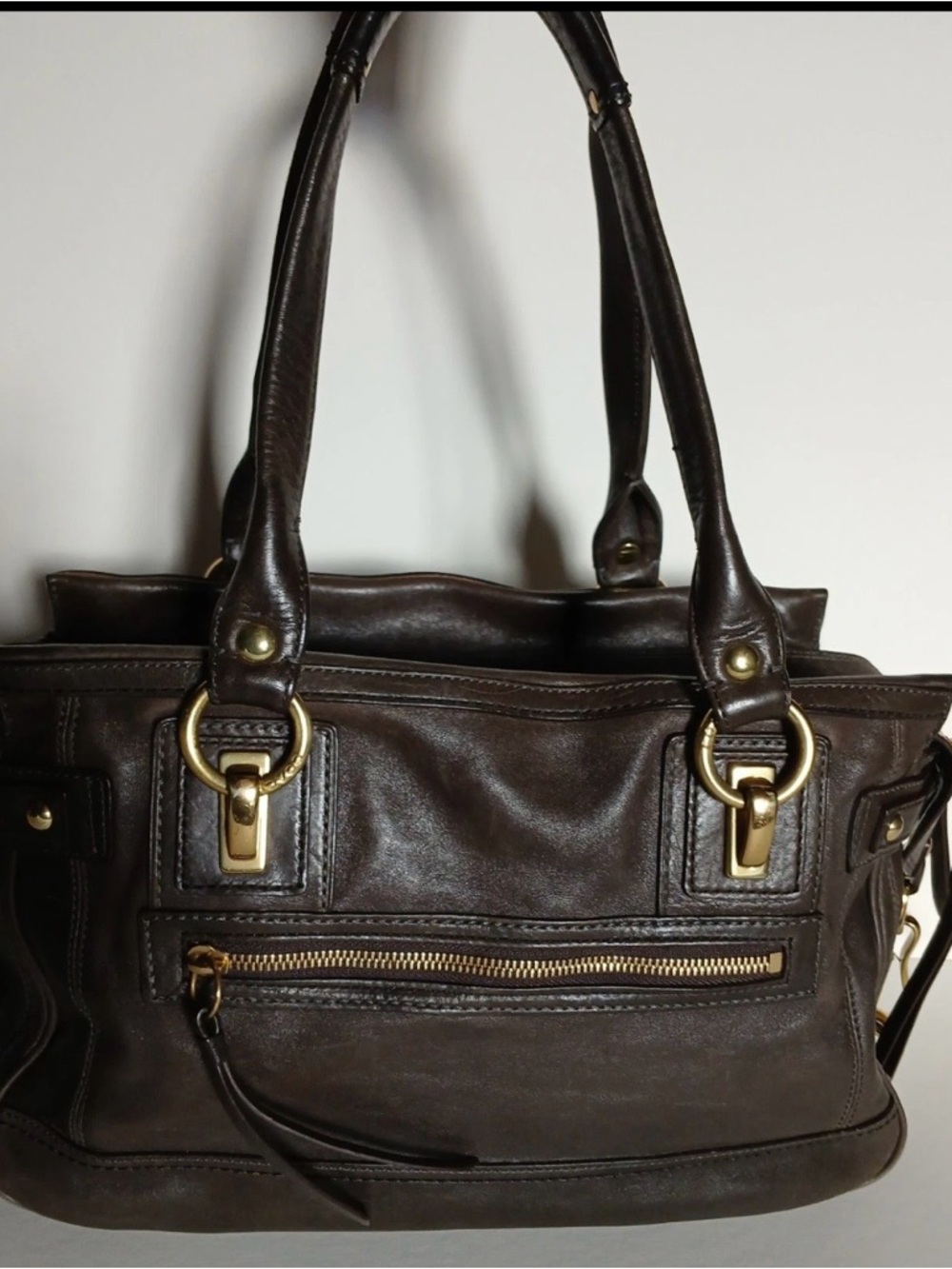 Coach Set Vintage Lindsey Hampton satchel and clutch in brown mahogany ! - Picture 2 of 11
